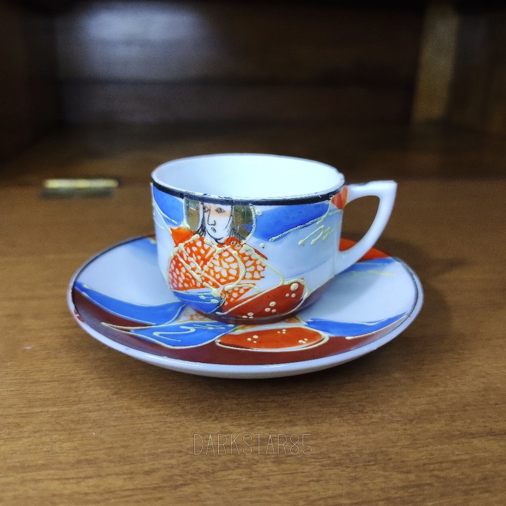 Vintage Made in Occupied Japan Handpainted Moriage Teacup and Saucer
